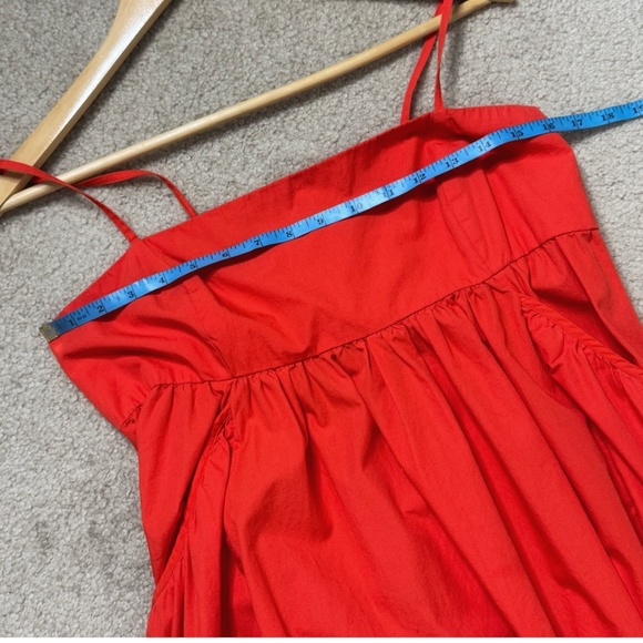 Urban Outfitters Theodora Mini Dress Poplin Cotton Orange Adjustable Tie Back - Picture 8 of 11